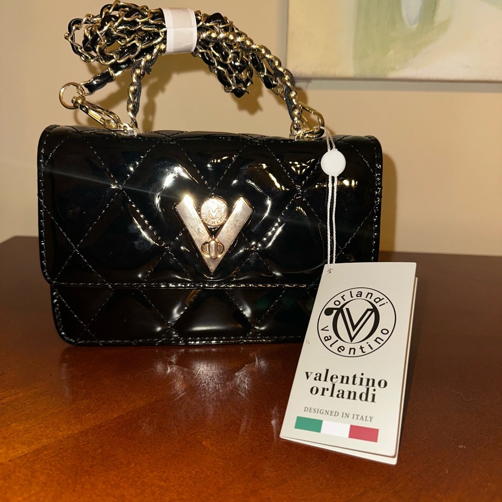 Valentino Orlandi Black Patent Mini Bag